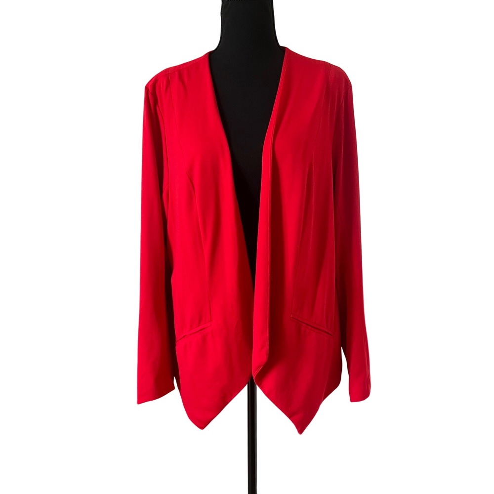 Torrid Womens Red‎ Open Front Draped Blazer Jacket Size 2 Plus RN 148862